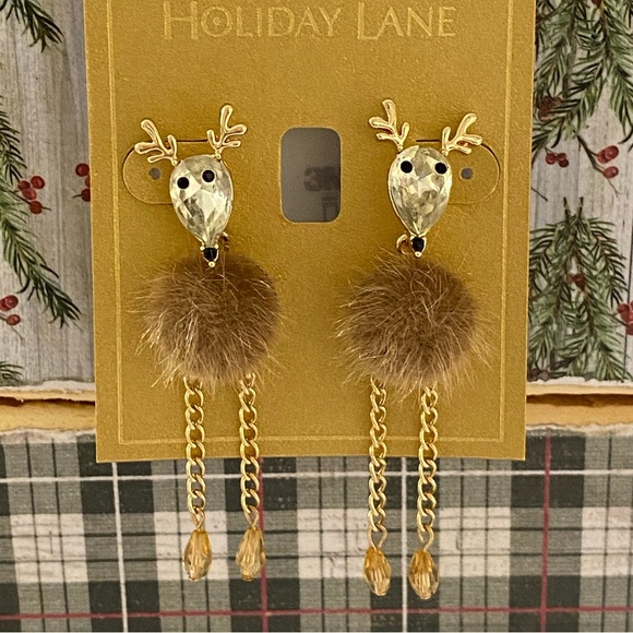 NWT INC Crystal Reindeer earrings🎄 - Picture 8 of 8
